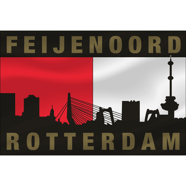 Feijenoord vlag met skyline Rotterdam – 100 x 150 cm
